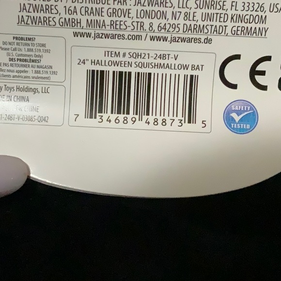 Shquishmallow Halloween, JUMBO 24”, RARE black Batt “Emily. New SEALED - Picture 5 of 5